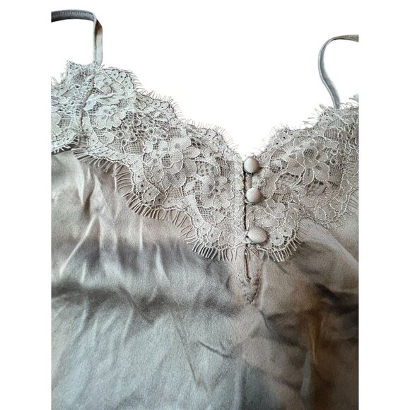 Abercrombie & Fitch Women's  Silky Lace Trim Camisole Top M Grey Y2K - Picture 3 of 8